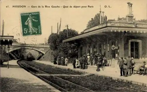 Ak Meudon Hauts de Seine, Gare de la Rive, Abfahrtsplattform nach Paris