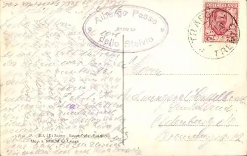 Ak Stilfs Stelvio Südtirol Italien, Albergo Passo