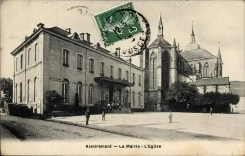 Ak Remiremont Lorraine Vosges, Rathaus, Kirche