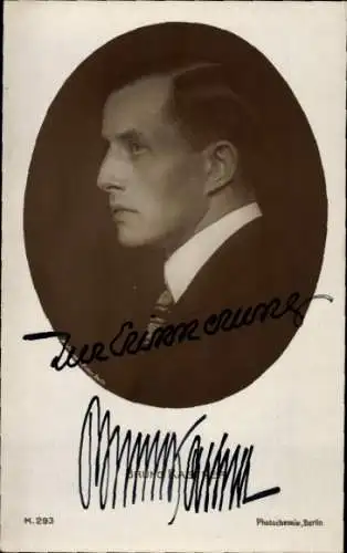 Ak Schauspieler Bruno Kastner, Portrait, Autogramm