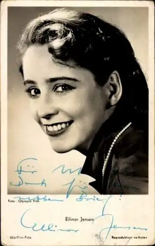 Ak Schauspielerin Ellinor Jensen, Portrait, Autogramm