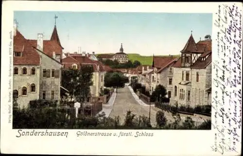 Golden Windows Leuchtfenster Ak Sondershausen im Kyffhäuserkreis Thüringen, Göldnerstraße, Schloss