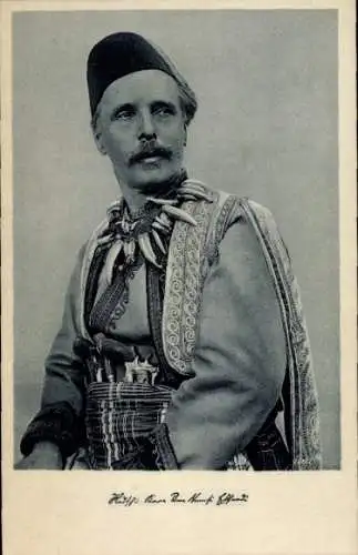 Ak Schriftsteller Karl May, Portrait in Tracht