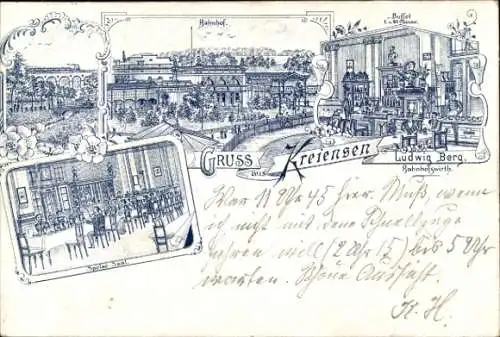 Litho Kreiensen Einbeck, Bahnhof, Bahnhofswirtschaft, Innenansicht