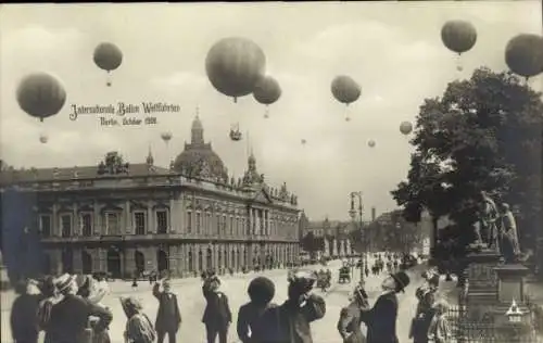 Ak Berlin Mitte, Internationale Ballon Wettfahrten 1908