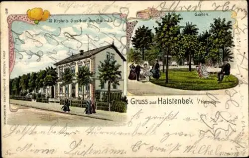 Litho Halstenbek in Holstein, Gasthof am Bahnhof
