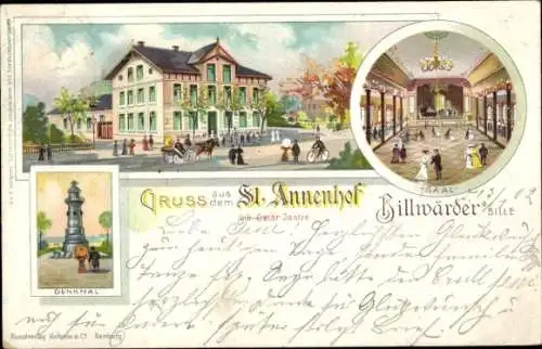 Litho Hamburg Bergedorf Billwerder Billwärder, Gasthaus St. Annenhof