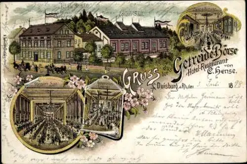 Litho Duisburg im Ruhrgebiet, Hotel Restaurant Getreide Börse, Innenansicht