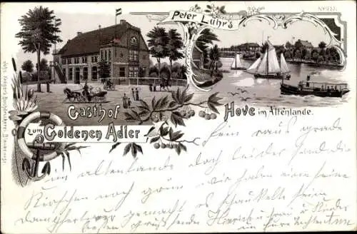 Litho Hove Jork im Alten Land, Gasthof zum Goldenen Adler