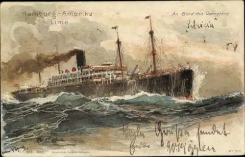 Künstler Litho Dampfer, Dampfschiff, HAPAG