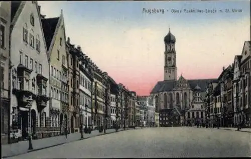 Ak Augsburg in Schwaben, Obere Maximilian-Straße, Sankt-Ulrich