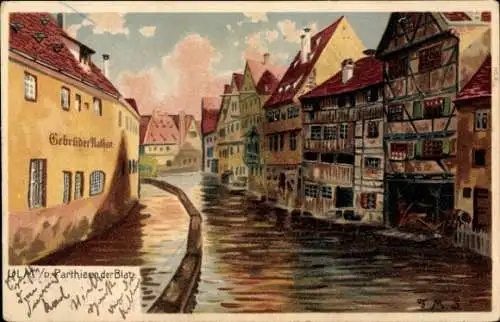 Künstler Litho Ulm an der Donau Baden Württemberg, Blau, Gebrüder Nathan