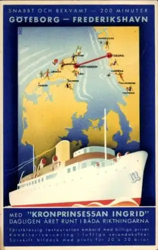 Ak Kronprinsessan Ingrid, Fährschiff, Göteborg-Frederikshavn