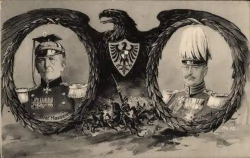 Ak Kaiserliche Heerführer, Graf Haeseler, von Moltke, Adler, Wappen
