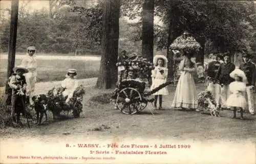 Ak Wassy Haute-Marne, Blumenfest 1909, Blumenfantasien