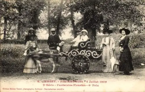 Ak Wassy Haute-Marne, Blumenfest 1909, Blumenfantasien, 6 Preise