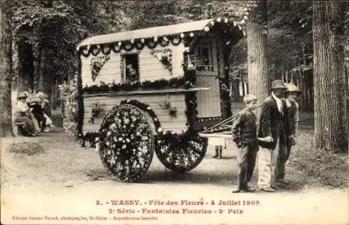 Ak Wassy Haute-Marne, Blumenfest 1909, Blumenfantasien, 2 Preise