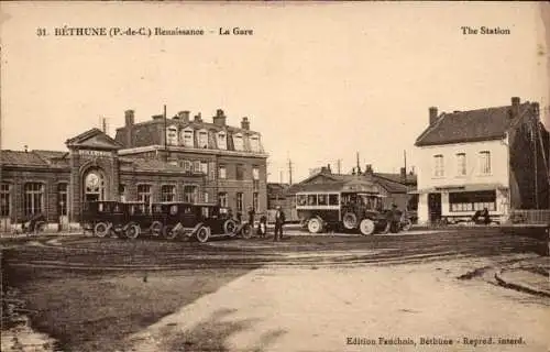 Ak Béthune Pas de Calais, La Gare