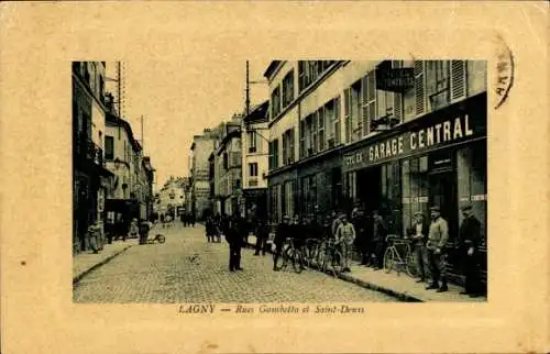 Ak Lagny Seine et Marne, Rues Gambetta und Saint Dents
