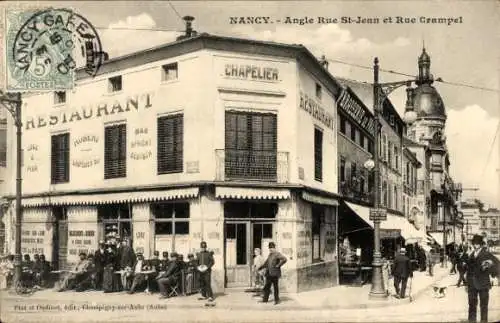 Ak Nancy Meurthe et Moselle, Ecke Rue Saint-Jean, Rue Crampel, Restaurant