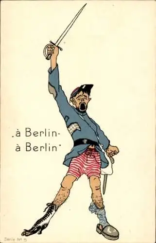 Ak À Berlin, Französischer Soldat in zerrissener Kleidung, Frauenschuh, Unterhose