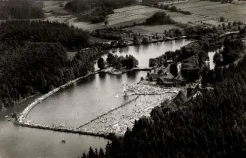 Ak Kirchheim Kr. Euskirchen, Fliegeraufnahme, Freibad Steinbachtalsperre