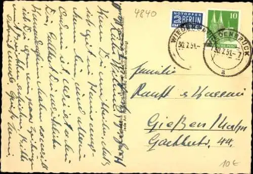 Ak Wiedenbrück in Westfalen, Straßenpartie, Fluss, Kirche