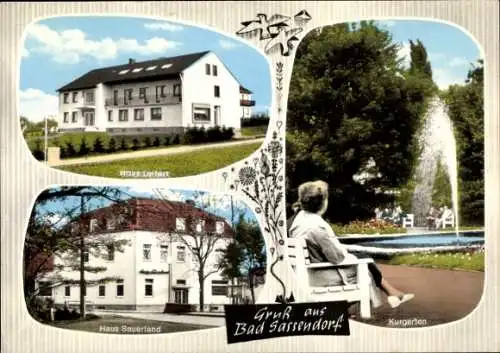 Ak Bad Sassendorf in Westfalen, Haus Sauerland, Kurgarten, Sole- und Moorbad