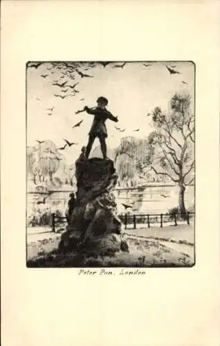 Ak London City England, Statue Peter Pan