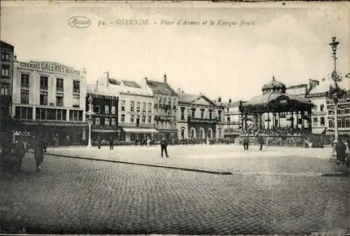 Ak Oostende Ostende Westflandern, Place d'Armes, Kiosque fleuri