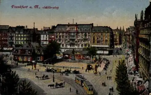 Ak Frankfurt am Main, Schillerplatz, Straßenbahn