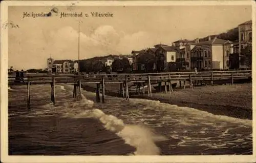 Ak Seebad Heiligendamm Bad Doberan, Herrenbad, Villenreihe, Strand, Steg