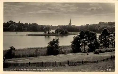 Ak Templin Uckermark, am Templiner See, Insel, Panorama