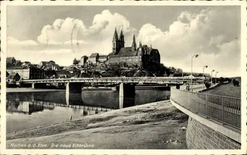 Ak Meißen an der Elbe, neue Elbbrücke, Kirche