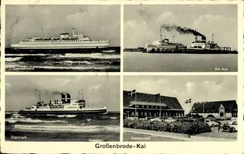 Ak Großenbrode in Ostholstein, Restaurant, Am Kai, Dampfer Deutschland Danmark