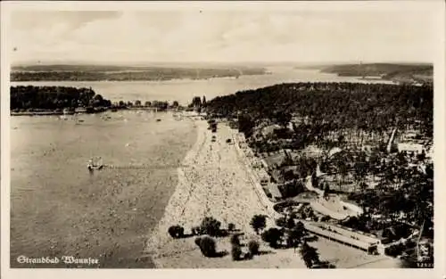 Ak Berlin Zehlendorf Wannsee, Strandbad, Vogelschau