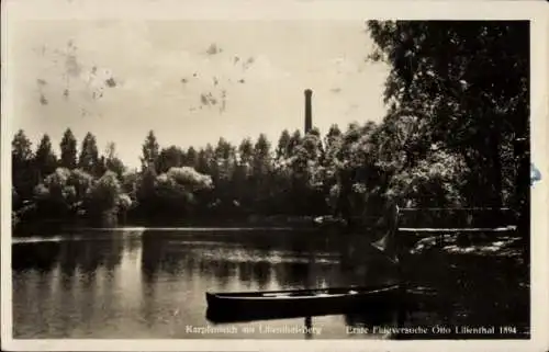 Ak Berlin Steglitz Lichterfelde, Karpfenteich, Lilienthalberg, Erste Flugversuche Otto Lilienthal