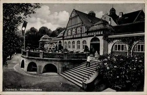 Ak Chemnitz in Sachsen, Küchwaldschänke, Terrasse