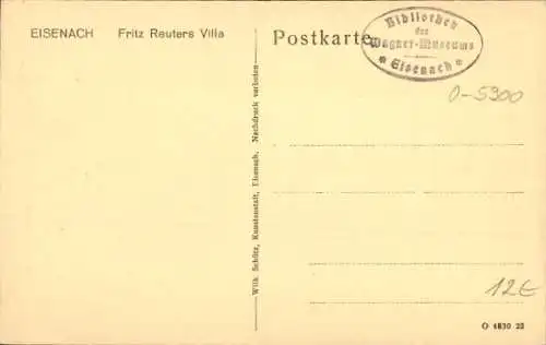 Ak Lutherstadt Eisenach in Thüringen, Fritz Reuters Villa