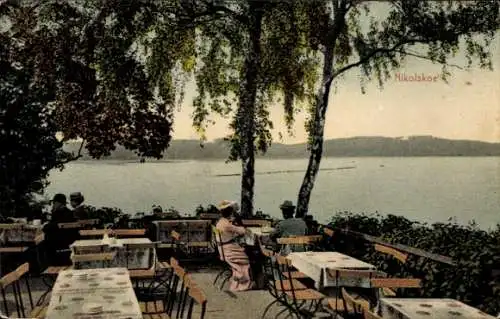 Ak Berlin Zehlendorf Wannsee, Nikolskoe, Terrasse, Panorama