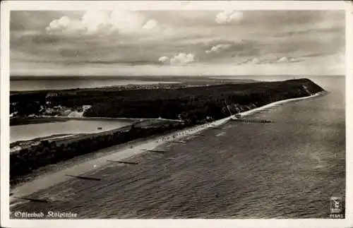 Ak Kölpinsee Loddin auf Usedom, Fliegeraufnahme vom Strand, Klinke Nr. 11640