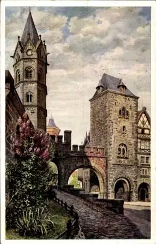 Künstler Ak Lindegreen, K., Lutherstadt Eisenach in Thüringen, Nicolai Tor, Kirchturm