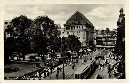 Ak Düsseldorf, Partie am Corneliusplatz, Straßenbahn