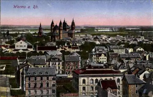 Ak Worms am Rhein, Teilansicht, Dom