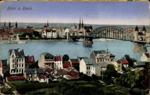 Ak Bonn am Rhein, Teilansicht, Brücke