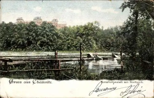 Ak Chemnitz in Sachsen, Naturheilanstalt, Stadtpark
