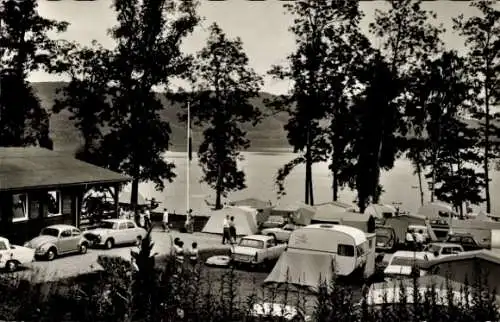 Ak Maria Laach Glees in der Eifel, Campingplatz Laacher See, Wohnwagen, Zelte