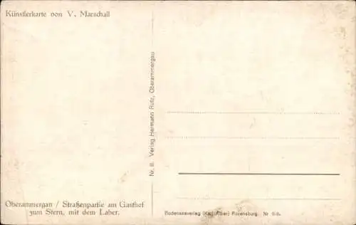 Künstler Ak Marschall, V., Oberammergau, Straßenpartie am Gasthof zum Stern