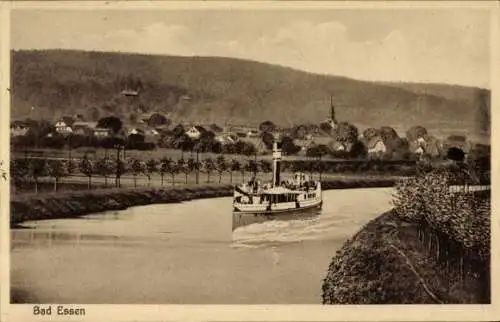 Ak Bad Essen in Niedersachsen, Gesamtansicht, Flussdampfer