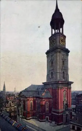Ak Hamburg, Michaeliskirche, Totalansicht, Blick von Hausdach